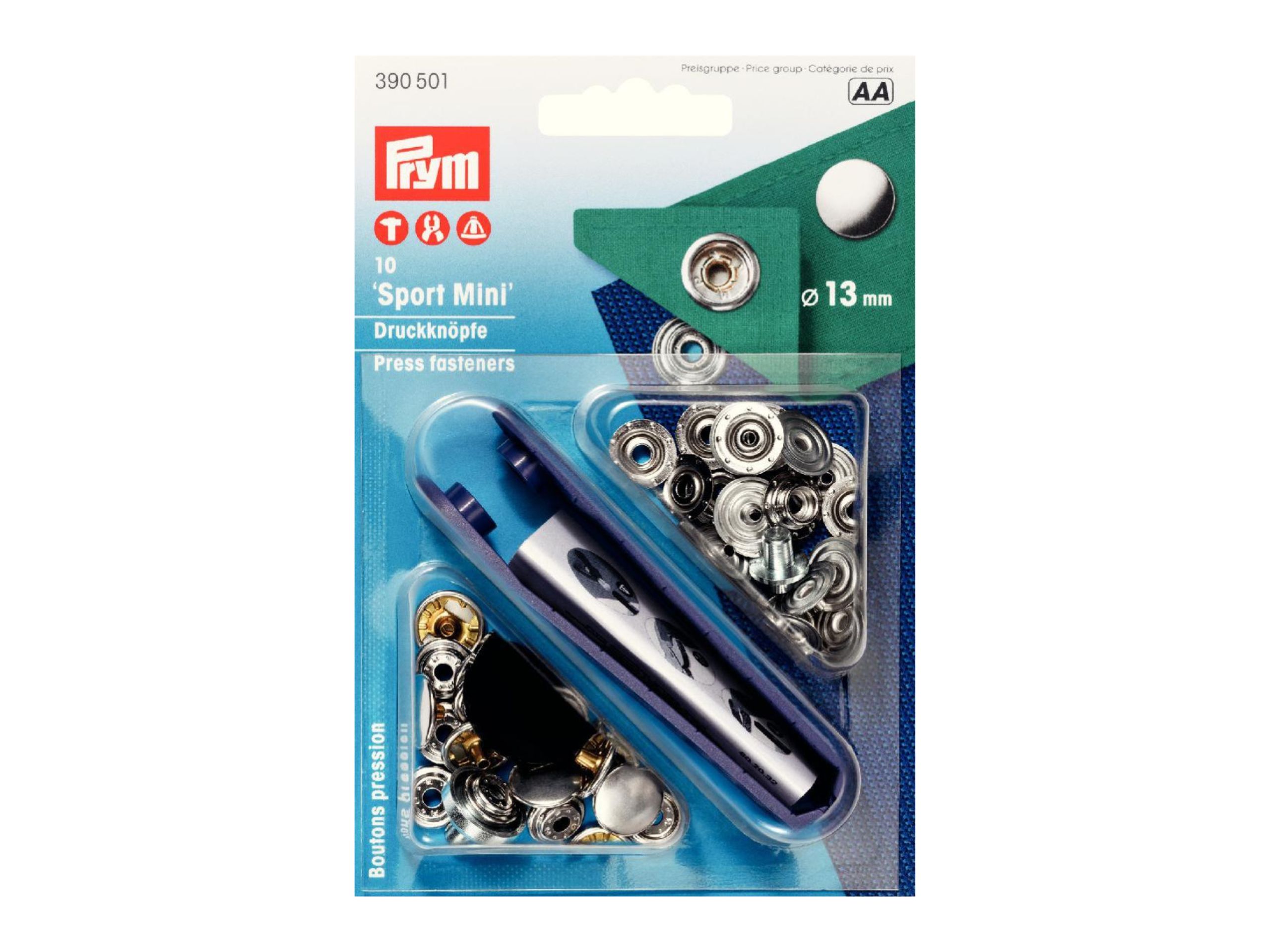 Prym Druckknopf Sport Mini 13 mm silberfarbig