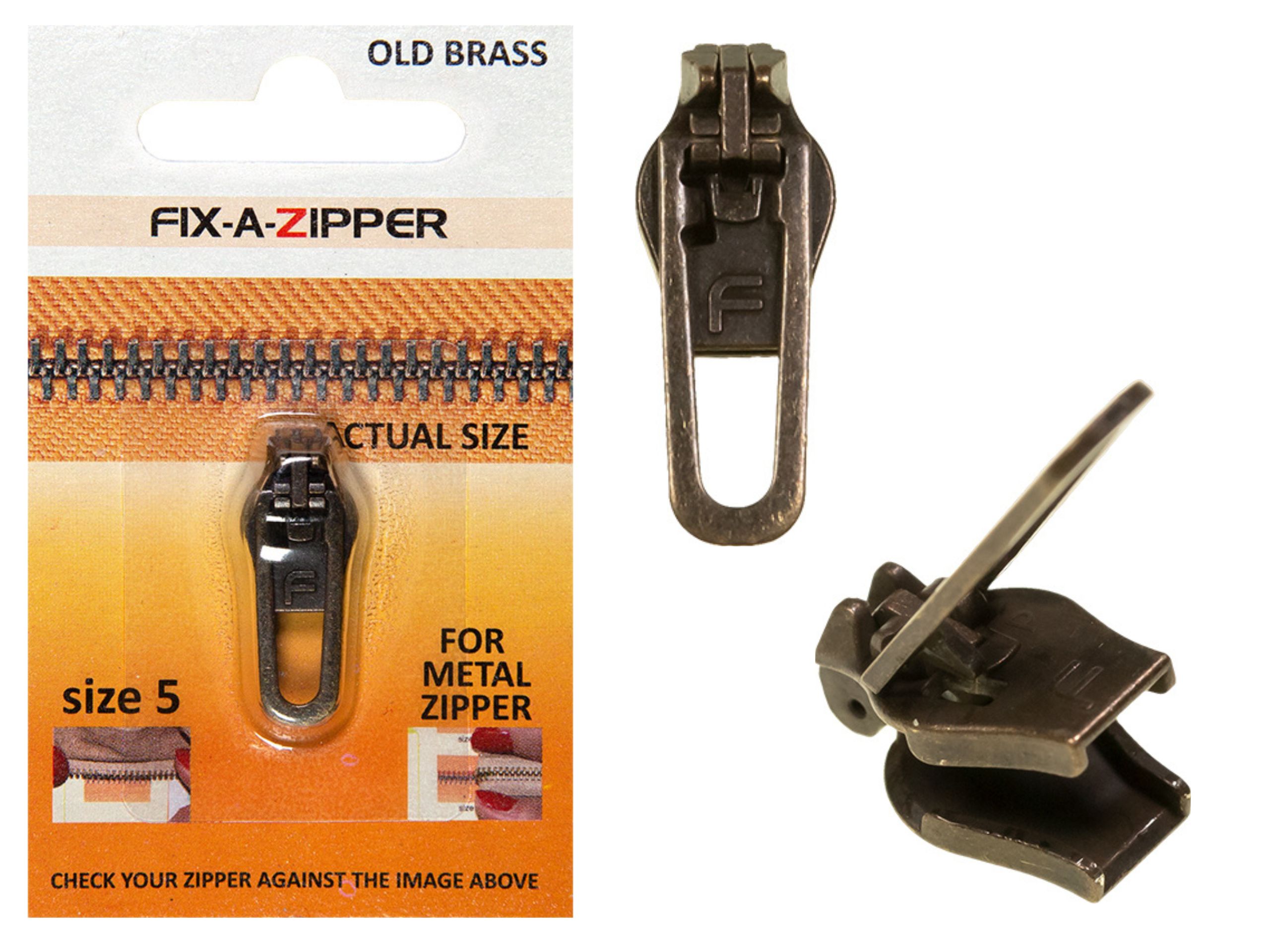 Fix-a-Zipper Ersatzschieber Altgold für RV 5 mm Metallraupe