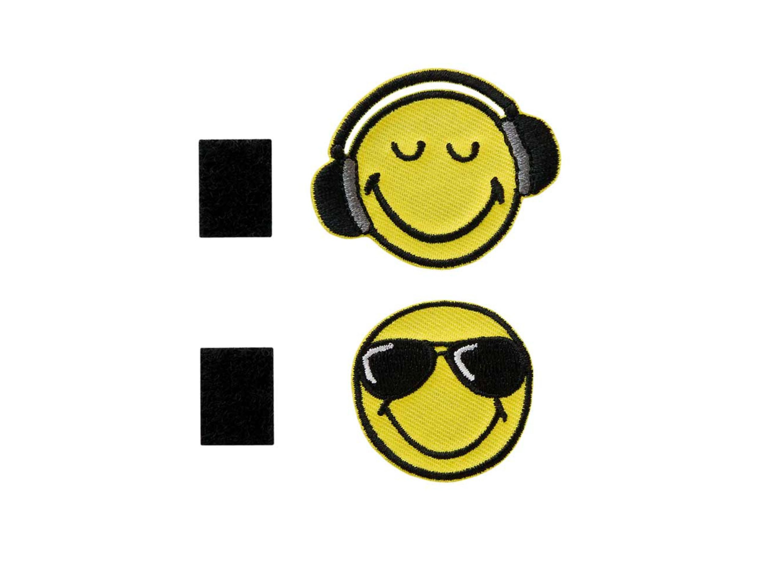 Emojis Smiley c World als Wechsel- Patch Bügel-Applikation Monoquick