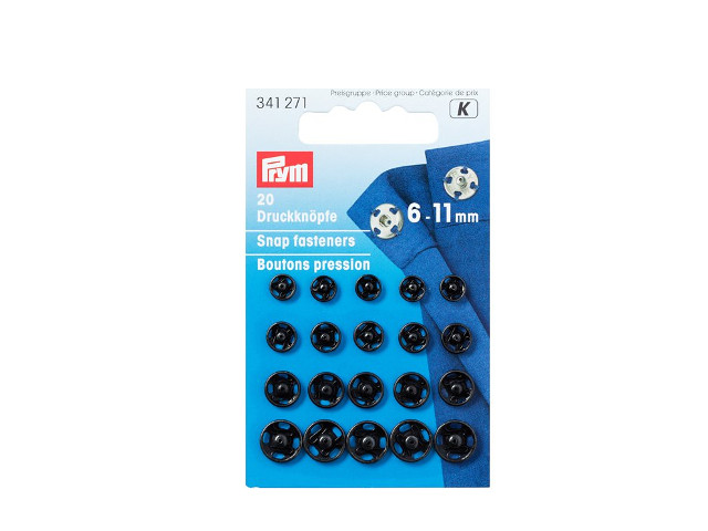 Prym Annäh-Druckknöpfe 6-11 mm schwarz