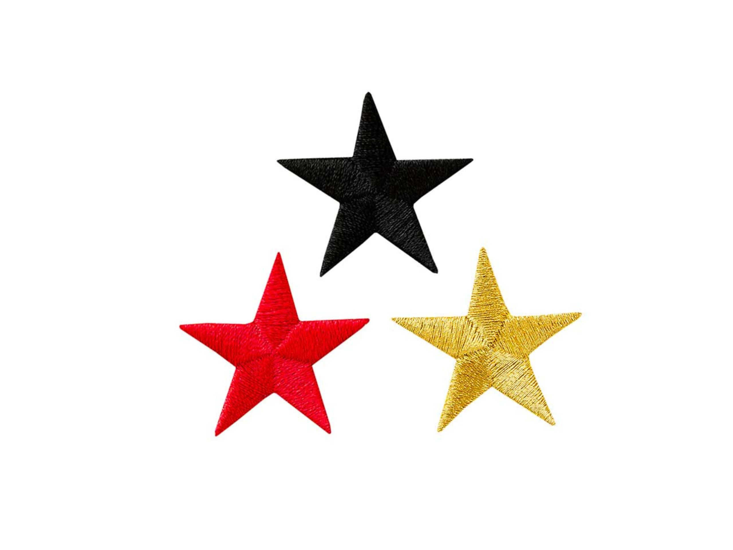 3 Sterne Schwarz Rot Gold metallic Bügel-Applikation Monoquick