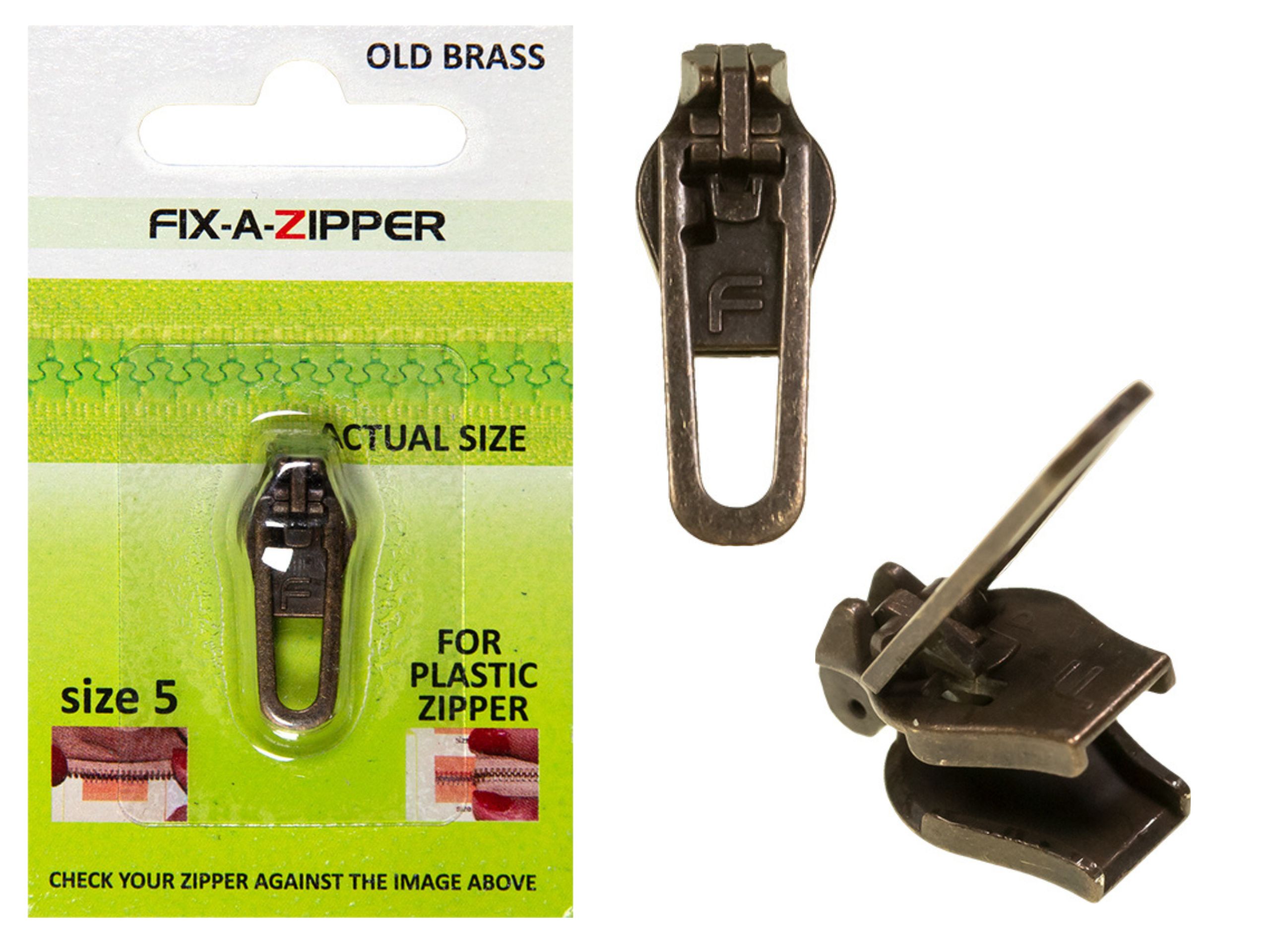 Fix-a-Zipper Ersatzschieber Altgold für RV 5 mm Kunststoffraupe