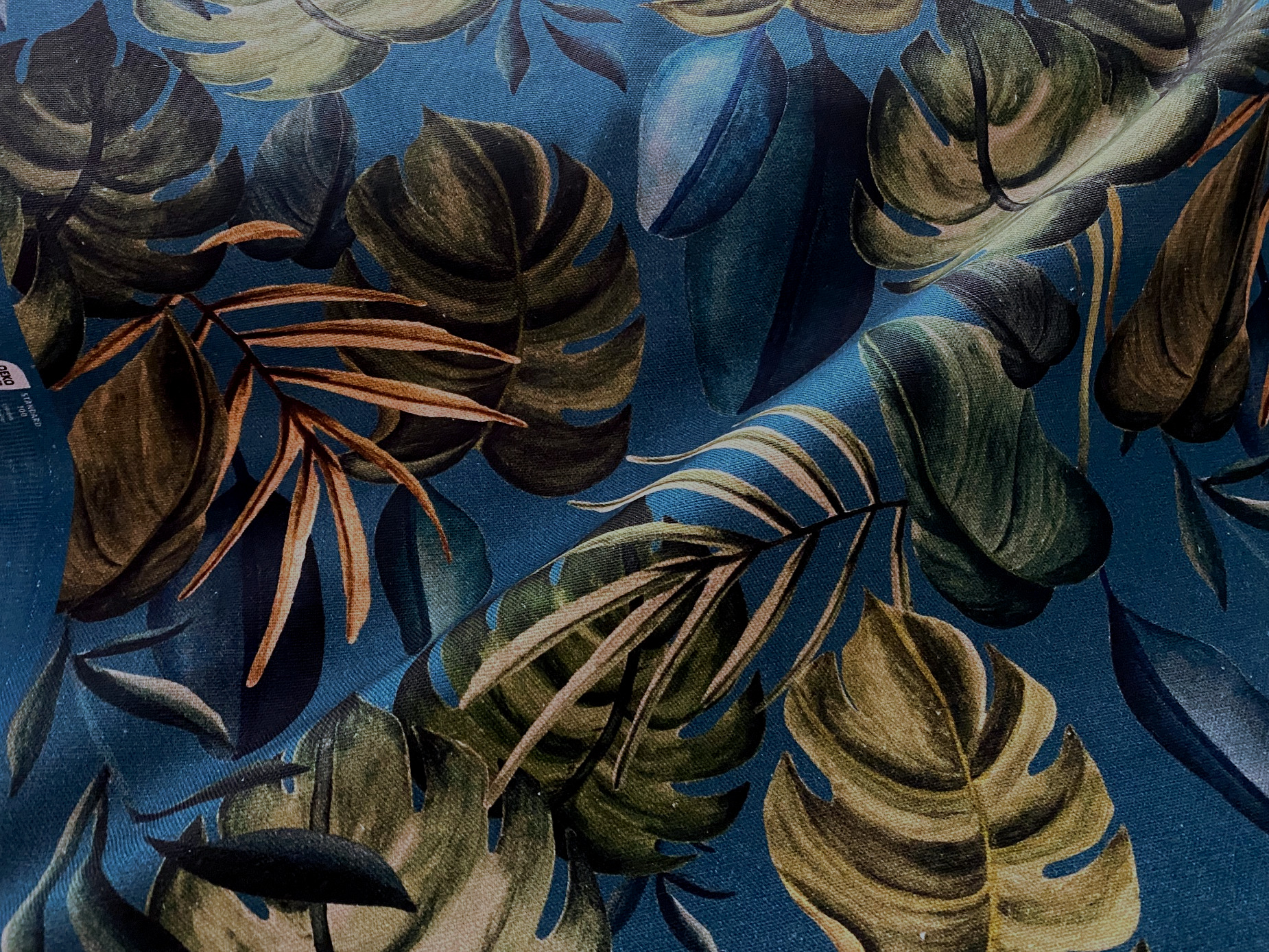 Canvas Tropical Leaves Pflanzen Petrolblau