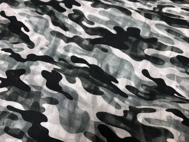 Baumwollstoff Camouflage Cool Grau Schwarz